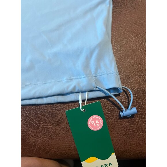 HALARA NWT Softly zero Airy Polo Drawstring Hem Cropped Womens Light Blue XL - Picture 5 of 6